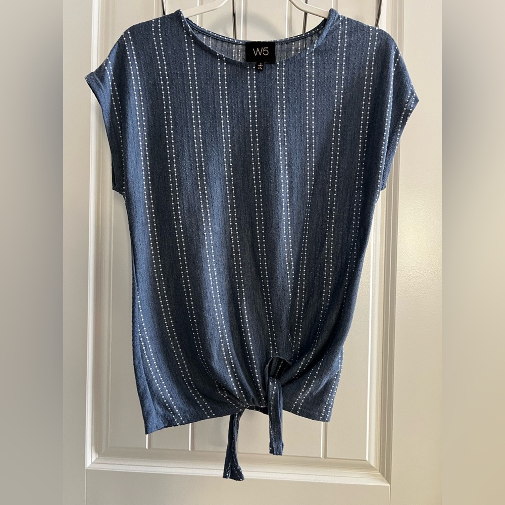Blue W5 tie hem shirt